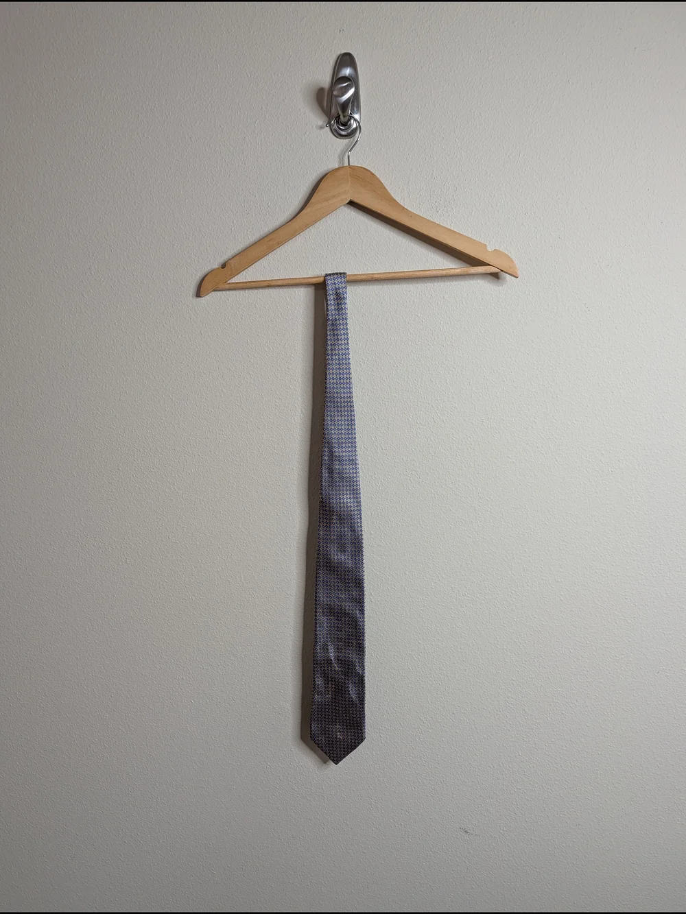 D'Este 100% Silk Tie Made‎ in Italy | Gold & Blue Geometric Jacquard
